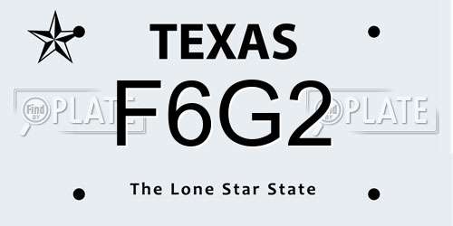 F6G2 Texas License Plate