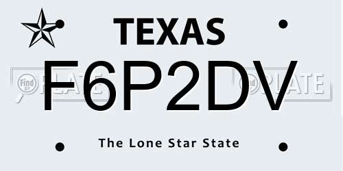 F6P2DV Texas License Plate