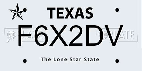 F6X2DV Texas License Plate
