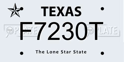 F7230T Texas License Plate