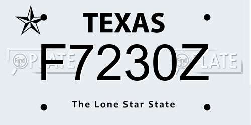 F7230Z Texas License Plate