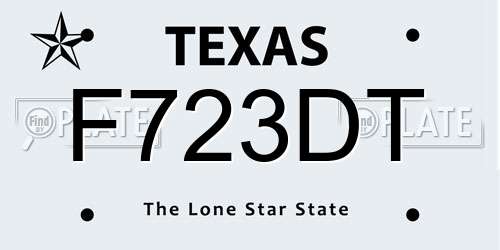 F723DT Texas License Plate