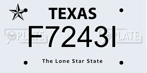 F7243I Texas License Plate
