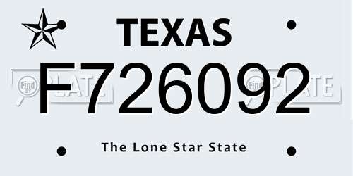 F726092 Texas License Plate
