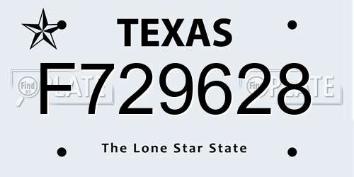 F729628 Texas License Plate