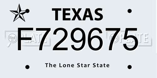 F729675 Texas License Plate