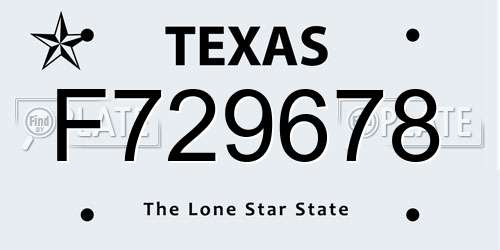 F729678 Texas License Plate