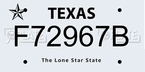 F72967B Texas License Plate