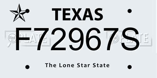 F72967S Texas License Plate