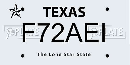 F72AEI Texas License Plate