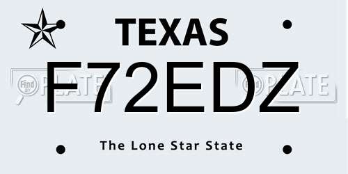F72EDZ Texas License Plate