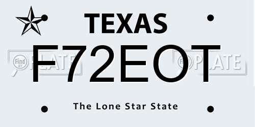 F72EOT Texas License Plate
