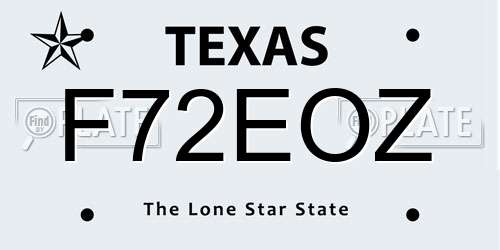 F72EOZ Texas License Plate