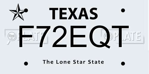 F72EQT Texas License Plate