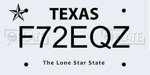 F72EQZ Texas License Plate