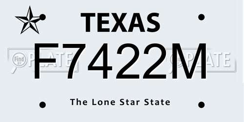 F7422M Texas License Plate