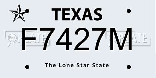 F7427M Texas License Plate