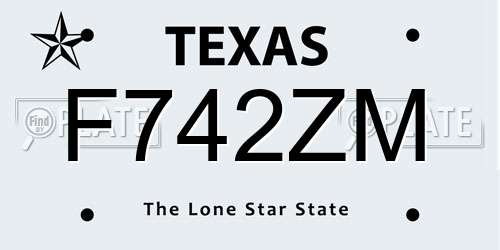 F742ZM Texas License Plate