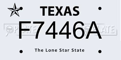 F7446A Texas License Plate