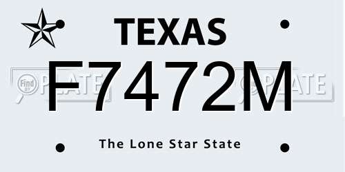F7472M Texas License Plate