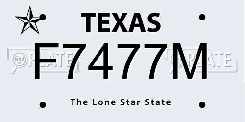 F7477M Texas License Plate
