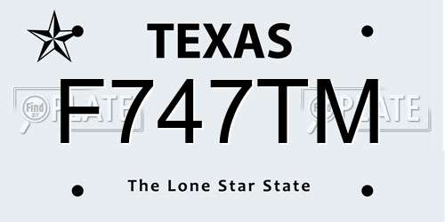 F747TM Texas License Plate