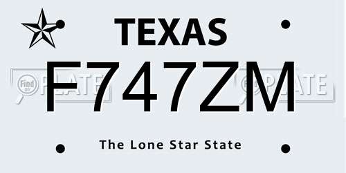F747ZM Texas License Plate