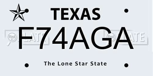 F74AGA Texas License Plate