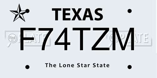 F74TZM Texas License Plate