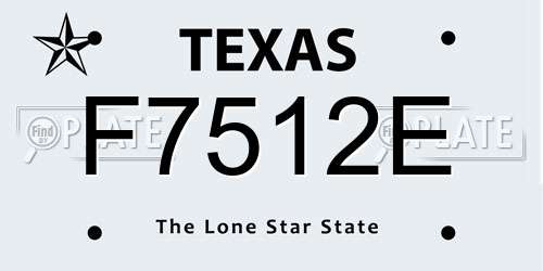 F7512E Texas License Plate