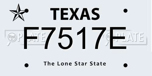 F7517E Texas License Plate