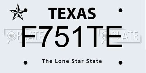F751TE Texas License Plate