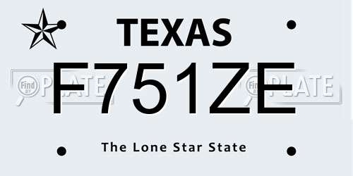 F751ZE Texas License Plate