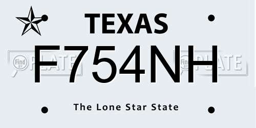 F754NH Texas License Plate