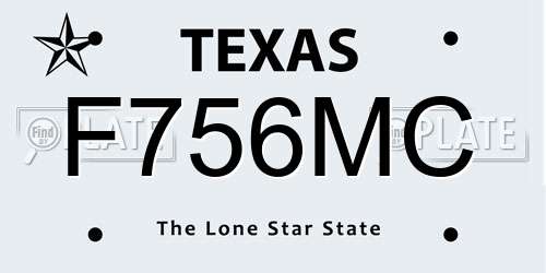 F756MC Texas License Plate