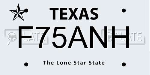 F75ANH Texas License Plate