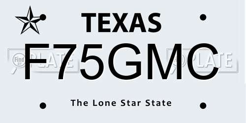 F75GMC Texas License Plate