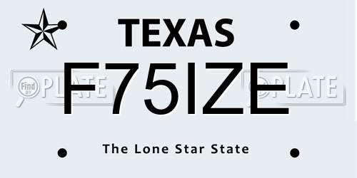 F75IZE Texas License Plate