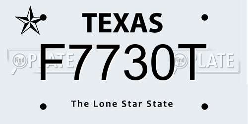 F7730T Texas License Plate