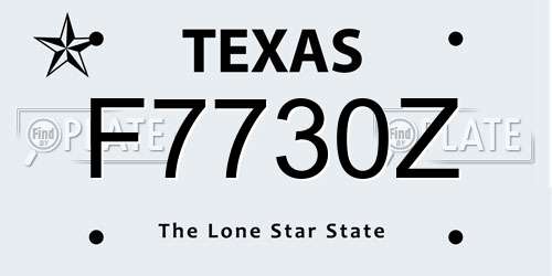 F7730Z Texas License Plate