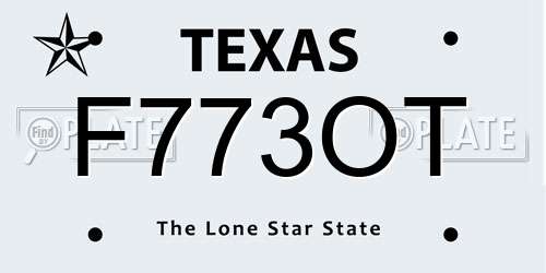 F773OT Texas License Plate