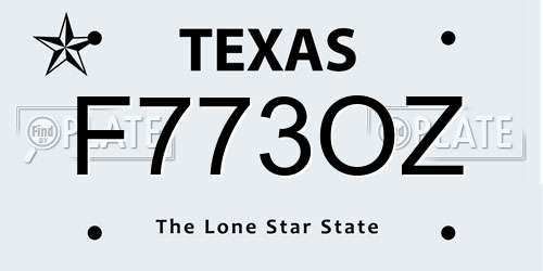F773OZ Texas License Plate