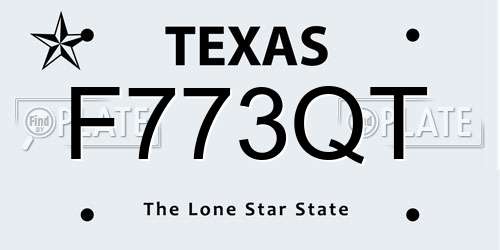 F773QT Texas License Plate