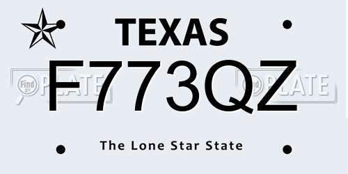 F773QZ Texas License Plate