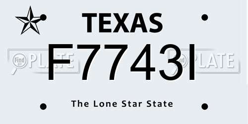 F7743I Texas License Plate