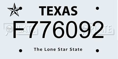 F776092 Texas License Plate
