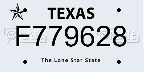 F779628 Texas License Plate
