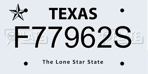 F77962S Texas License Plate