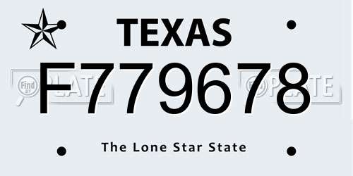 F779678 Texas License Plate