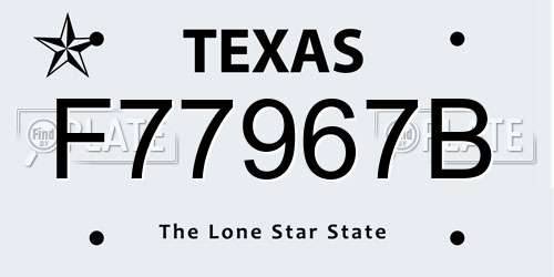 F77967B Texas License Plate